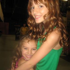 Bella Thorne and Caitlin Carmichael on set of Wizards of Waverly Place January 12 2010