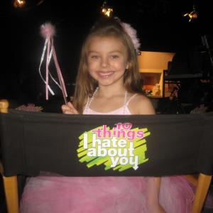 Caitlin Carmichael as young Bianca on set of 10 Things I Hate About You 1142010