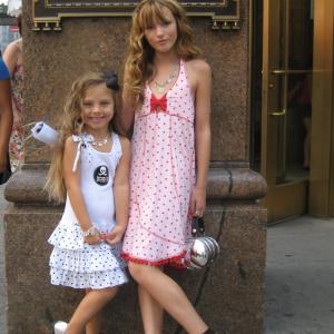 Actors Caitlin Carmichael and Bella Thorne pose for a photograph at the D*CODED Launch Event Featuring Taking Back Sunday at Macy's Herald Square Kids on 7 on August 16, 2009 in New York City.