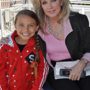 Caitlin Carmichael and Morgan Fairchild on set of Wiener Dog Nationals July 2012