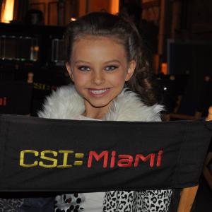 Caitlin Carmichael on set of CSI: Miami 2011