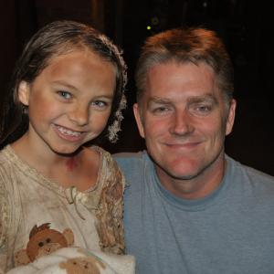 Caitlin Carmichael and Director Peter Winther on set of The Wicked June 2011