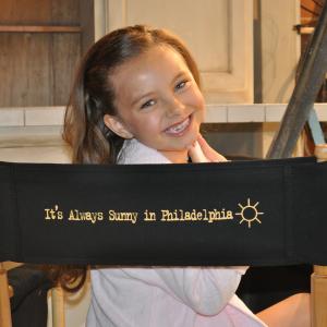 Caitlin Carmichael on set of Its Always Sunny in Philadelphia June 2011