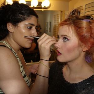 Katie Madonna Lee getting make up for Flabulous