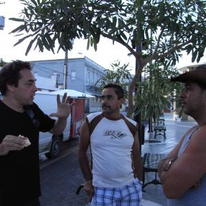 Alex Wolfe speaks with townspeople during the making of Last Harvest.