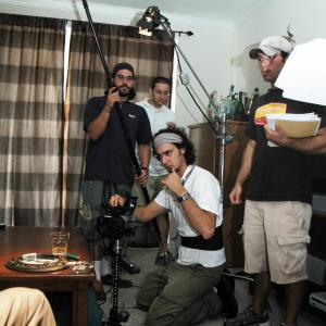 From left Cory Czajkowski Joshua Miller Jorge ValdesIga and Sam Rega on set of Miami Noir The Arthur E Teele Story
