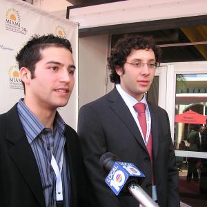 From left: Directors Sam Rega and Joshua Miller interviewed at 2008 Miami International Film Festival premiere of 
