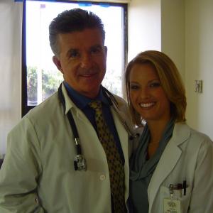 Allen Thicke and Christine on the set of Robodoc