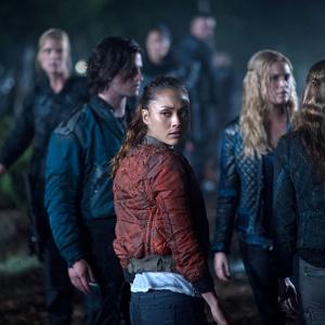 Still of Kendall Cross Paige Turco Eliza Taylor Thomas McDonell and Lindsey Morgan in The 100 2014