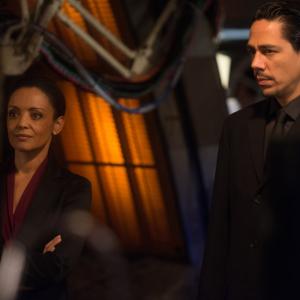 Still of Zak Santiago and Caitlin Cromwell in Continuum 2012