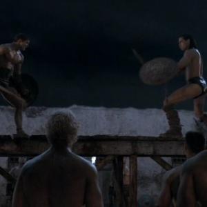 Antonio Te Maioha and Kyle Pryor in Spartacus Blood and Sand 2010