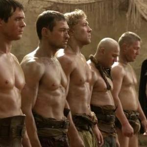 Andy Whitfield Jai Courtney and Kyle Pryor in Spartacus Blood and Sand 2010