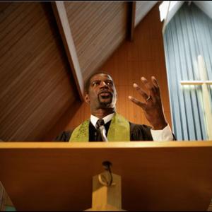 Pastor Curtis Hartman (Jay DeVon Johnson) delivers a rousing sermon in the critically acclaimed independent feature film The Last Soul on a Summer Night--named to Roger Ebert's Top 10 Art Films of 2010. Location: Chicago Heights, IL