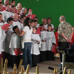 Angels  Demons  Andy Scott Harris left of choir director rehearses with the Vatican Choir