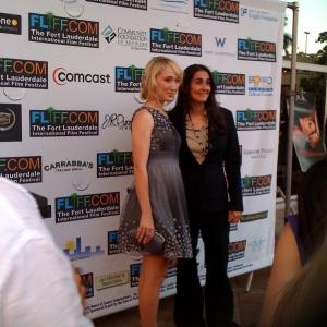 Actress Danna Maret left star of Rough Winds and director Andrea Olabarria on the red carpet at The Fort Lauderdale International Film Festival held at the Miniaci Performing Arts Center at Nova Southeastern University