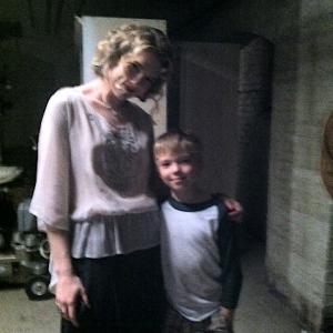 Paul on the set of American Horror Story with actress Lily Rabe Nora Montgomery