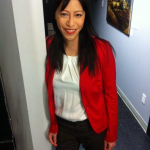 Dr. Yvette Lu behind the scenes at Vancouver's Breakfast Television.