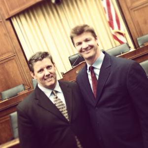 Senator Brooks Douglass, the true story focus of the movie HEAVEN'S RAIN, with Producer Christopher Morrow in Washington DC speaking before the Committee on the Judiciary about victims rights.