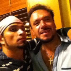 The Worlds most powerful man Diegodiego with Actor and Latin hunk Chuy Perez during the filming of the movie  Te Presumo to be released 2012