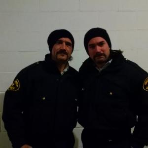 Ryan Carr and actor Elias Koteas on the set of Chicago PD
