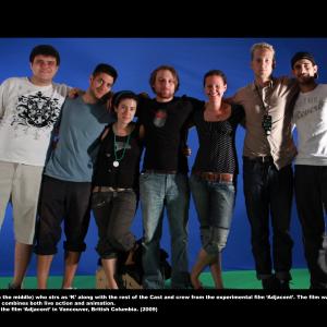 Conor Gomez middle with the crew of the 2009 experiential film Adjacent The entire film was shot on bluegreen screen