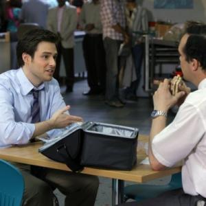 Still of Diedrich Bader and Ben Rappaport in Outsourced 2010