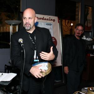 Steven Karageanes receiving his Best Sci-Fi Short Script award at the Action on Film Festival 2012.