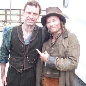 On the set of Jonah Hex with Michael Fassbender.