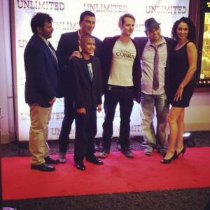 Cast of Unlimited (Right-Left Oscar Avila, Emilio Rosa, Adrian, Daniel Owens, Robert Amaya, Crystal Martinez) At Unlimited Premiere