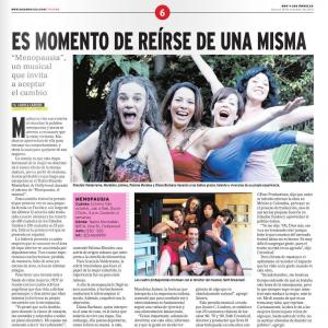 Hoy Newspaper Announcing Menopausia El Musical 2013