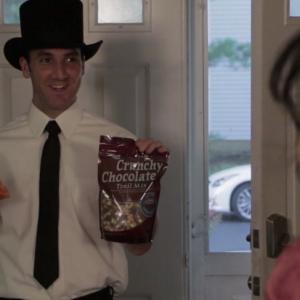 Still from Sunday Best as Joseph Smith Ive got trail mix  carrots