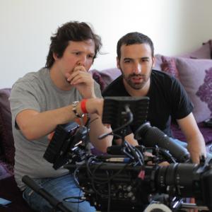 DP Mathieu Vié with director Djamel Bennecib on the set of his anti-smoking spec commercial 'I See Dead Smokers' (2011).