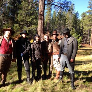 Brian Bell, Trent Tackbary, director Kevin Huang, Nicholas Saraceno, Andrew Hunter and Charlie Glackin on location in Bend, Oregon filming 