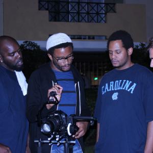 Filming Double Negative  L to R Jahdai Pickett Nnamdi Asomugha Pierce Minor and Adam Yeend