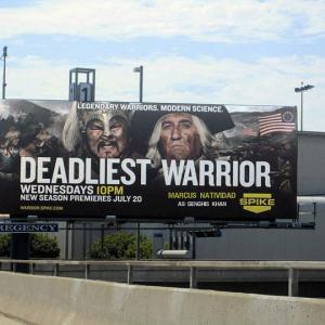 Marcus Natividad Billboard in Los Angeles Airport in Deadliest Warrior TV series as Genghis Khan.