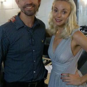 Rich Swingle with Helen George Call the Midwife in the studio for The Dragon and the Raven