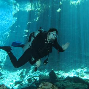 Pete scuba diving in Mexico