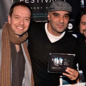 St Kilda Film Festival Awards With director John Evagora center and editor Daniel Azdag 2013