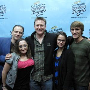 Cast of The Overshare on the red carpet of the Los Angeles Comedy Festival John Nicholas Nicole Gerth David Crabtree Kelsey Ford Jake Olson