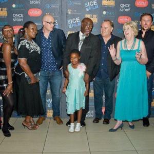 Henk Pretorius with producers and stars at the Johannesburg Premier of Fanie Fouries Lobola