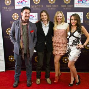 Truth or Dare cast members Brandon Van Vliet, Ryan Kiser, Jessica Cameron, and Devanny Pinn at 2013 Twin Cities Film Festival.