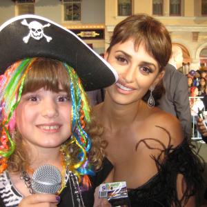 Piper Reese interviewing Penelope Cruz at the Pirates of the Caribbean On Stranger Tides World Premiere in Disneyland