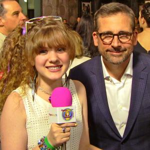 Piper Reese interviewing Steve Carell at the premiere for Disney's Alexander and the Terrible, Horrible, No Good, Very Bad Day