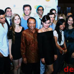 Press conference for THE PHILOSOPHERS with the Indonesian Minister of Tourism James DArcy Katie Findlay Abhishek Sinha Hope Olaide Wilson Taser Hassan Jacob Artist Cybill Lui George Zakk John Huddles Erin Moriarty and Toby Sebastian