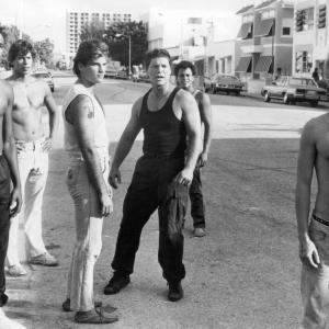 Still of Stephen Lang, Leon and John Cameron Mitchell in Band of the Hand (1986)