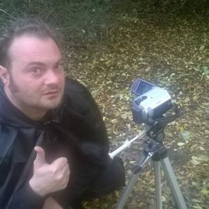 Filming in the woods for Terror Tales of the Crimson Creeper 2016