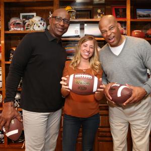Sarah Hummert is behind the scenes for Butterfinger with Eric Dickerson and Ronnie Lott