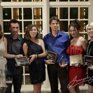 After winning Best Comedy at LiFF, Malani Coomes, Jonathan Coomes, Rachel Coomes, Owen Dara, Jessica Lancaster, and Alissa Davis