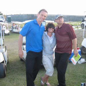 Christopher Showerman, Vida Maine and Dean Cameron on the set of Hole in One: American Pie Plays Golf