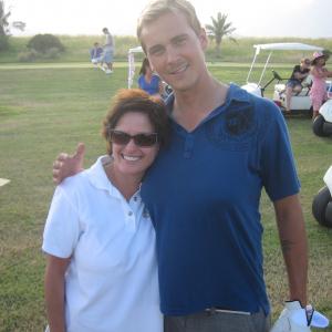 Vida Maine and Steve Talley on the set of Hole in One American Pie Plays Golf